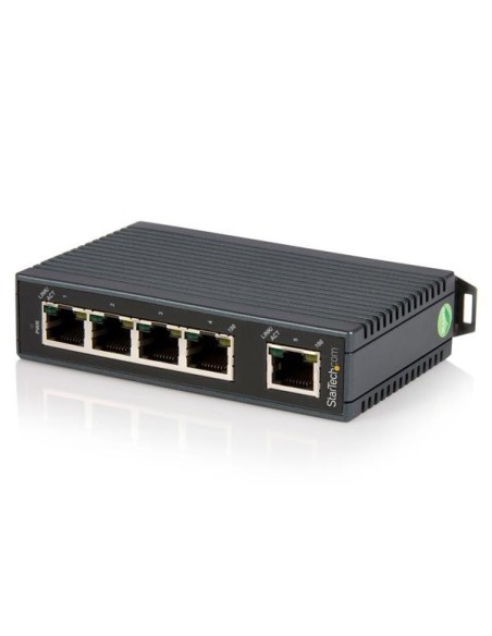 StarTech.com Switch Conmutador Industrial Ethernet de 5 Puertos RJ45 de Montaje en Carril DIN - Negro