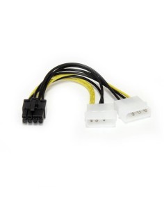 StarTech.com Cable Adaptador de Alimentación de LP4 a PCI Express PCIe de 8 Pines para Tarjeta Gráfica - 15cm Negro Amarillo