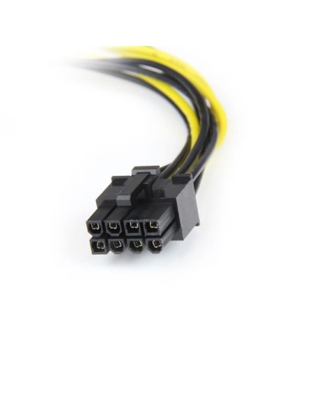 StarTech.com Cable Adaptador de Alimentación de LP4 a PCI Express PCIe de 8 Pines para Tarjeta Gráfica - 15cm Negro Amarillo