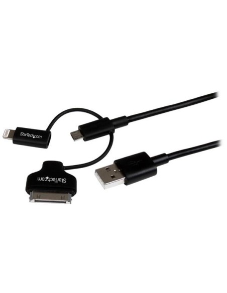 StarTech.com Cable Lightning, Dock de 30 pines o Micro USB a USB - 1m Color Negro