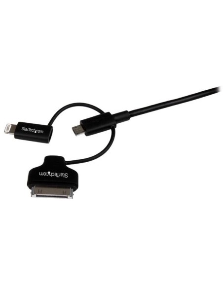 StarTech.com Cable Lightning, Dock de 30 pines o Micro USB a USB - 1m Color Negro