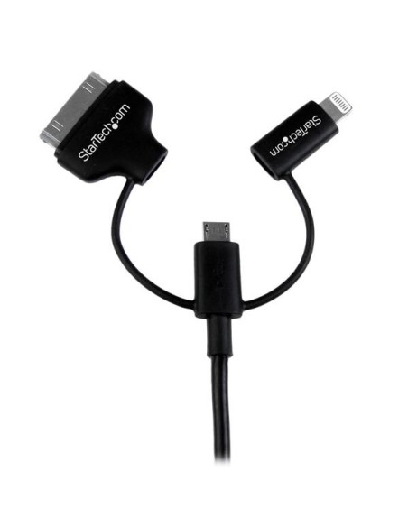 StarTech.com Cable Lightning, Dock de 30 pines o Micro USB a USB - 1m Color Negro
