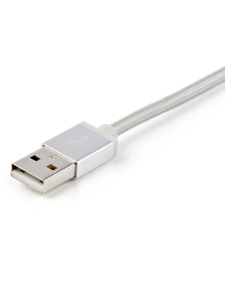 StarTech.com Cable Trenzado USB a Lightning USB-C y Micro USB - Cable Cargador para Teléfono Móvil iPhone iPad Tablet - 1m Plata