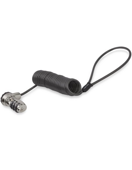 StarTech.com LTLOCK3DCOIL Cable antirrobo Negro Acero inoxidable para portatil