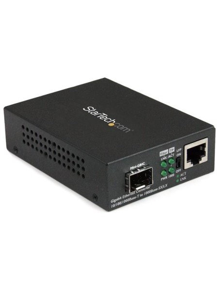 StarTech.com Conversor de Medios Ethernet Gigabit a Fibra con SFP abierto - Negro
