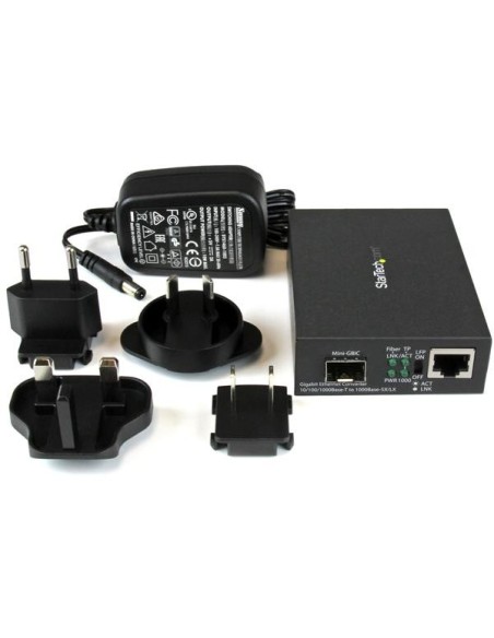 StarTech.com Conversor de Medios Ethernet Gigabit a Fibra con SFP abierto - Negro