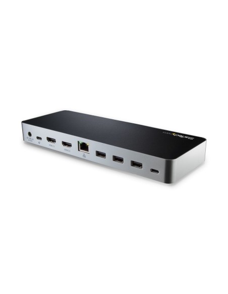StarTech.com Docking USB-C con MST para Monitores Duales - 5 Puertos USB 3.0 - Negro Plata