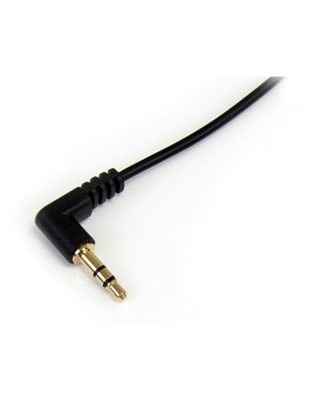 StarTech.com Cable Delgado de Audio Estéreo 3,5mm Acodado con Íngulo Recto - Macho a Macho - 0.3m Negro