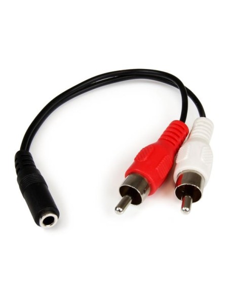 StarTech.com Cable Adaptador de Audio Estéreo Mini Jack de 3,5mm Hembra a 2x RCA Macho - 15cm Negro