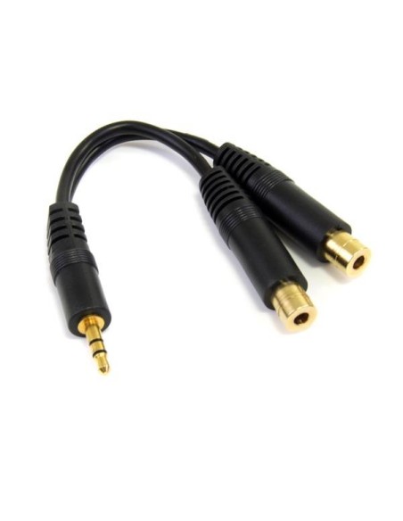 StarTech.com Cable Audio Splitter Divisor de Auriculares Mini-Jack 3,5mm Estéreo Macho a 2x Hembra - 0.15m Negro