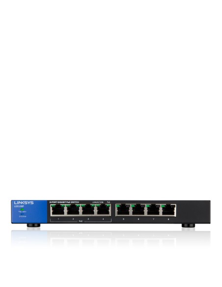 SWITCH CONMUTADOR LINKSYS 8 PUERTOS GIGABIT POE NEGRO LGS108P-EU
