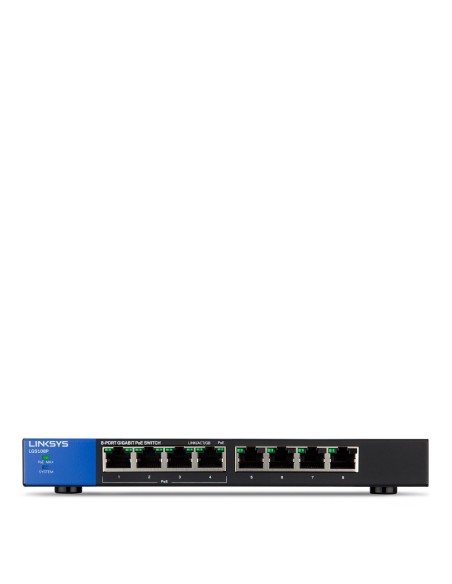 SWITCH CONMUTADOR LINKSYS 8 PUERTOS GIGABIT POE NEGRO LGS108P-EU