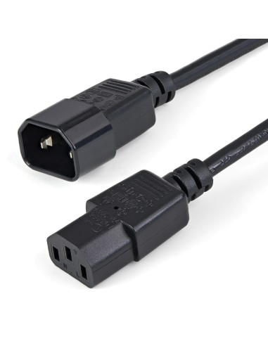 StarTech.com PXT1001M Extensor Alargador de 1m para Cable de Alimentación de Ordenador - C14 a C13 - Negro