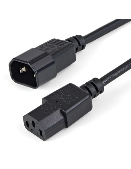 StarTech.com PXT1001M Extensor Alargador de 1m para Cable de Alimentación de Ordenador - C14 a C13 - Negro