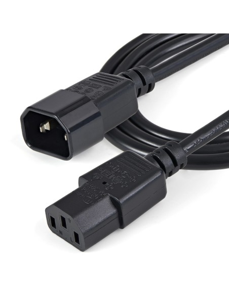 StarTech.com PXT1001M Extensor Alargador de 1m para Cable de Alimentación de Ordenador - C14 a C13 - Negro