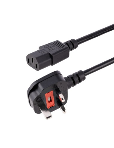 StarTech.com PXT101UK3M Cable de Alimentación Corriente de 3m para Ordenador C13 a Enchufe Británico Clavija Inglesa - BS 1363 -