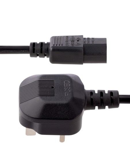 StarTech.com PXT101UK3M Cable de Alimentación Corriente de 3m para Ordenador C13 a Enchufe Británico Clavija Inglesa - BS 1363 -