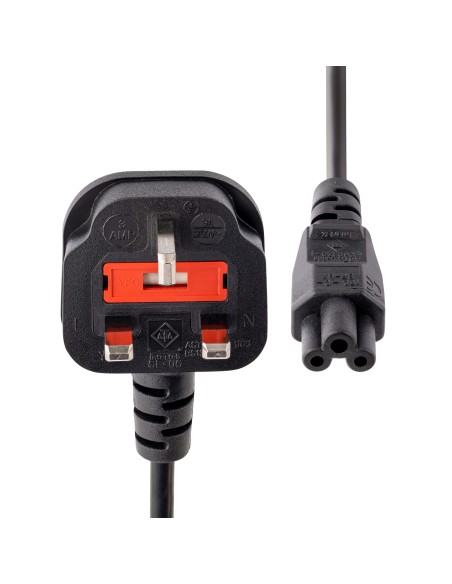 StarTech.com Cable de 2m de Alimentación para Ordenador Portátil - Cable Británico BS-1363 a C5 Acoplador
