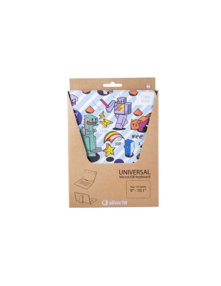 FUNDA TABLET SilverHT Universal Estampada PIXEL GAMER + teclado MicroUSB 9 - 10.1 111934540199