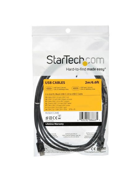 StarTech.com Cable de 2m USB-C Macho a Macho - Negro RUSB2CC2MB