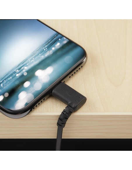 StarTech.com Cable de 1m Lightning Angulo Acodado a USB tipo A Macho a Macho - Certificado MFI - Negro RUSBLTMM1MBR