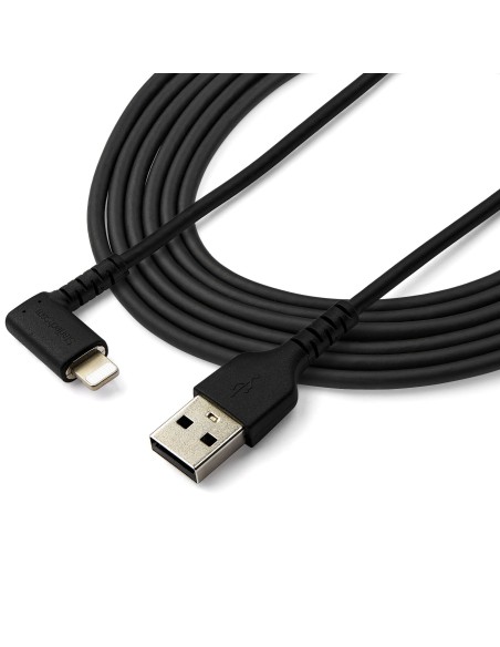 StarTech.com Cable de 2m Lightning Angulo Acodado a USB Tipo-A Macho a Macho Certificado MFI - Negro RUSBLTMM2MBR