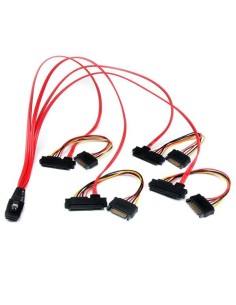 StarTech.com SAS808782P50 Cable datos SAS Serial Attached SCSI SFF 8087 a 4x SATA Datos y Alimentación Rojo 0.5 m