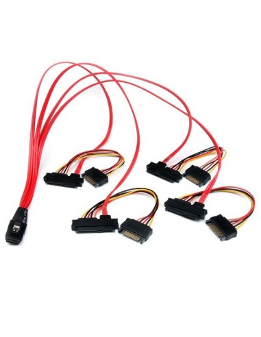 StarTech.com SAS808782P50 Cable datos SAS Serial Attached SCSI SFF 8087 a 4x SATA Datos y Alimentación Rojo 0.5 m