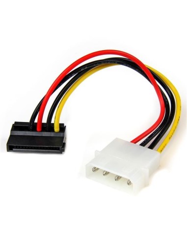 StarTech.com SATAPOWADPL Cable de Alimentación Adaptador SATA Angulo Izquierda 15 Pines a 4 Pines LP4 Molex multicolor 15 cm