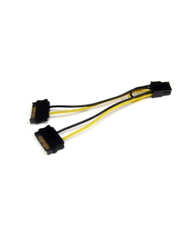 StarTech.com Cable de Alimentación Adaptador SATA a Conector PCIe 6 Pines Tarjeta Gráfica PCI Express 15cm