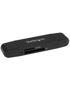 StarTech.com Lector Grabador USB 3.0 USB-C Tipo C y USB-A de Tarjetas de Memoria Flash SD Micro SD Alimentado por USB - Negro