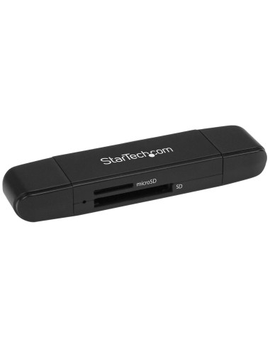 StarTech.com Lector Grabador USB 3.0 USB-C Tipo C y USB-A de Tarjetas de Memoria Flash SD Micro SD Alimentado por USB - Negro