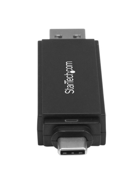 StarTech.com Lector Grabador USB 3.0 USB-C Tipo C y USB-A de Tarjetas de Memoria Flash SD Micro SD Alimentado por USB - Negro