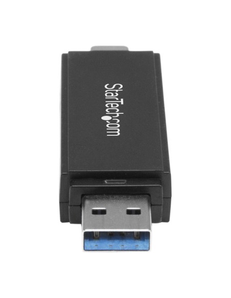 StarTech.com Lector Grabador USB 3.0 USB-C Tipo C y USB-A de Tarjetas de Memoria Flash SD Micro SD Alimentado por USB - Negro