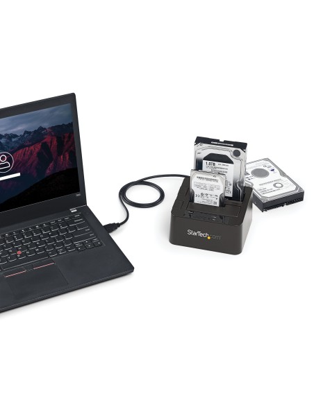 StarTech.com Base de Conexión USB 3.1 10Gbps con UAS de 2 BahÍ­as para Disco Duro o SSD SATA de 2.5 o 3.5 Pulgadas - Negro
