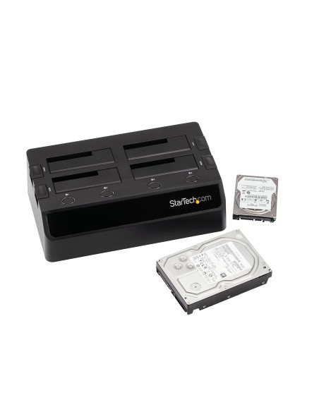StarTech.com Base de Conexión USB 3.1 con 4 BahÍ­as SATA 6Gbps de 2,5 y 3,5 Pulgadas - Docking Station para HDD SSD - Negro