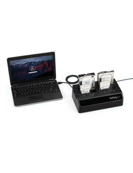 StarTech.com Base de Conexión USB 3.1 con 4 BahÍ­as SATA 6Gbps de 2,5 y 3,5 Pulgadas - Docking Station para HDD SSD - Negro