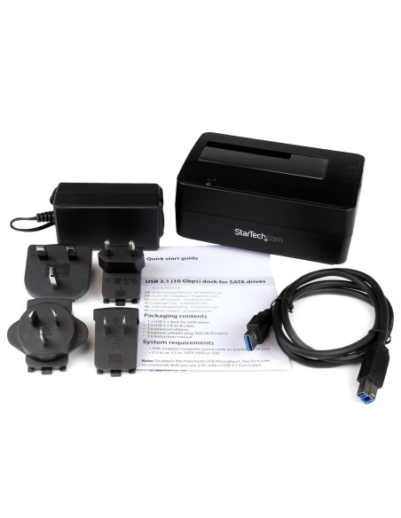 StarTech.com Base de Conexión USB 3.1 10 Gbps con UAS de 1 BahÍ­a para Disco Duro o SSD SATA de 2.5 o 3.5 Pulgadas