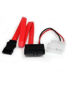 StarTech.com Cable Adaptador SATA LÍ­nea Delgada a SATA con Alimentación LP4 - 12 pulgadas - Rojo