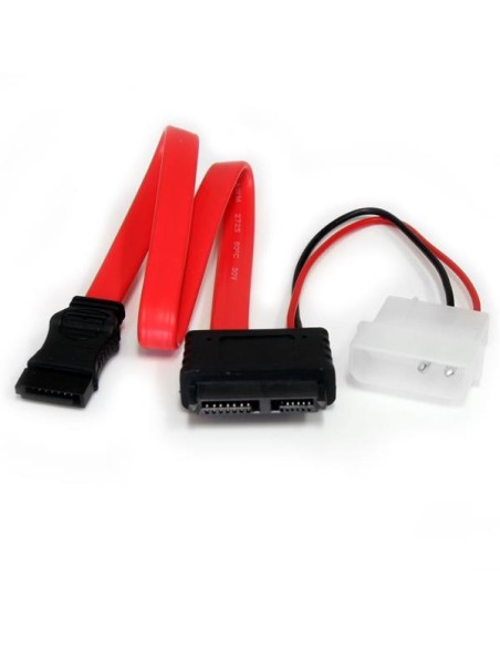 StarTech.com Cable Adaptador SATA LÍ­nea Delgada a SATA con Alimentación LP4 - 12 pulgadas - Rojo