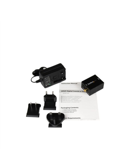 StarTech.com Adaptador Conversor de Audio Digital Coaxial SPDIF o Toslink Optico a RCA Estéreo Analógico - Negro