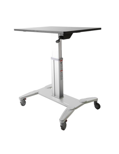 StarTech.com Estación de Trabajo Móvil de Pie y Sentado con Superficie de 80cm - de Altura Ajustable - Negro Plata