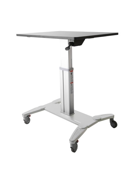 StarTech.com Estación de Trabajo Móvil de Pie y Sentado con Superficie de 80cm - de Altura Ajustable - Negro Plata
