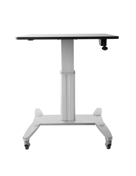 StarTech.com Estación de Trabajo Móvil de Pie y Sentado con Superficie de 80cm - de Altura Ajustable - Negro Plata