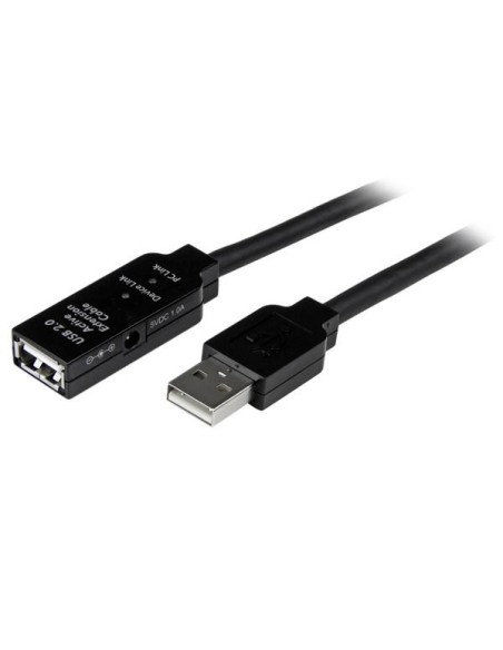 StarTech.com Cable de 25m USB 2.0 de Extensión Activo Macho a Hembra - Alargador Extensor Amplificado - Negro