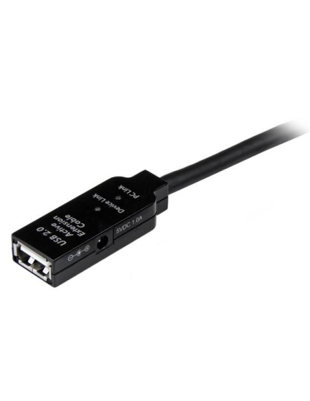 StarTech.com Cable de Extensión Alargador de 35m USB 2.0 Alta Velocidad Activo Amplificado - Macho a Hembra - Negro