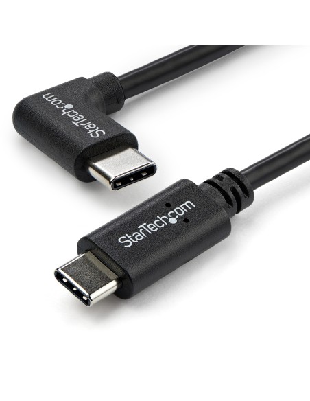StarTech.com Cable de 1m USB-C a USB-C Acodado a la Derecha - Macho a Macho - Negro