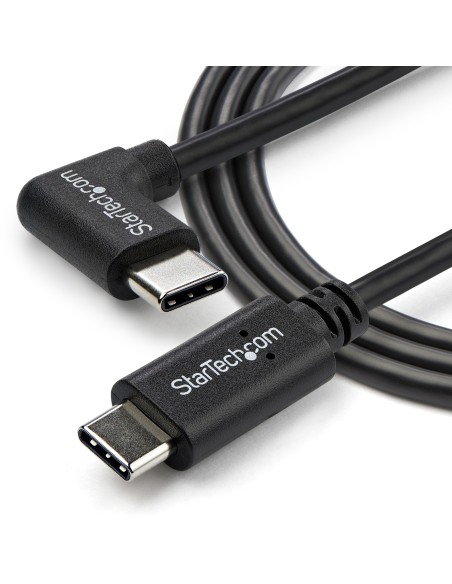 StarTech.com Cable de 1m USB-C a USB-C Acodado a la Derecha - Macho a Macho - Negro