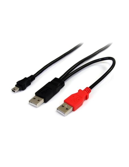 StarTech.com Cable de 1.8m USB 2.0 en Y para Discos Duros Externos - Cable Mini usb B a 2x USB A macho a macho - negro rojo