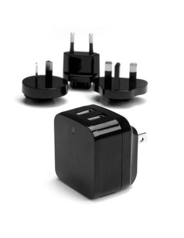 StarTech.com Cargador de Pared USB 2.0 de 2 Puertos para Tablets Smartphones - Cargador de Alta Potencia para Viajes negro